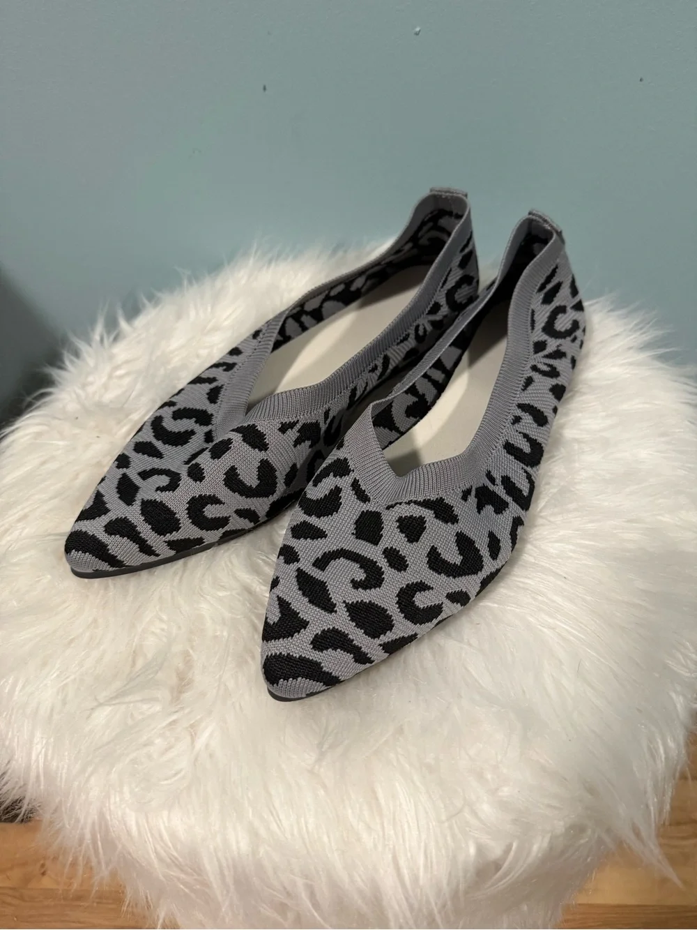 8 Items for $20: Pointed Leopard Knit Slip-On Flats